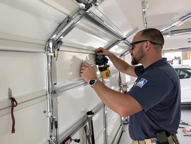 Maple Heights Garage Door Repair technician quieting a noisy garage door in Maple Heights