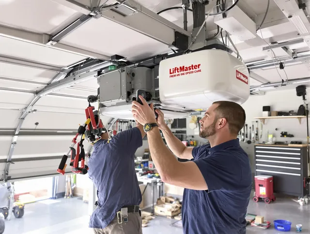 Maple Heights Garage Door Repair technician performing advanced diagnostics on garage opener in Maple Heights