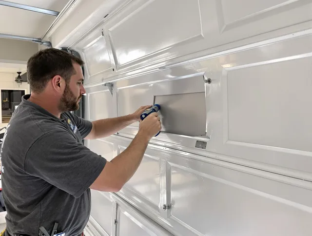 Garage door panel repair by Maple Heights Garage Door Repair in Maple Heights